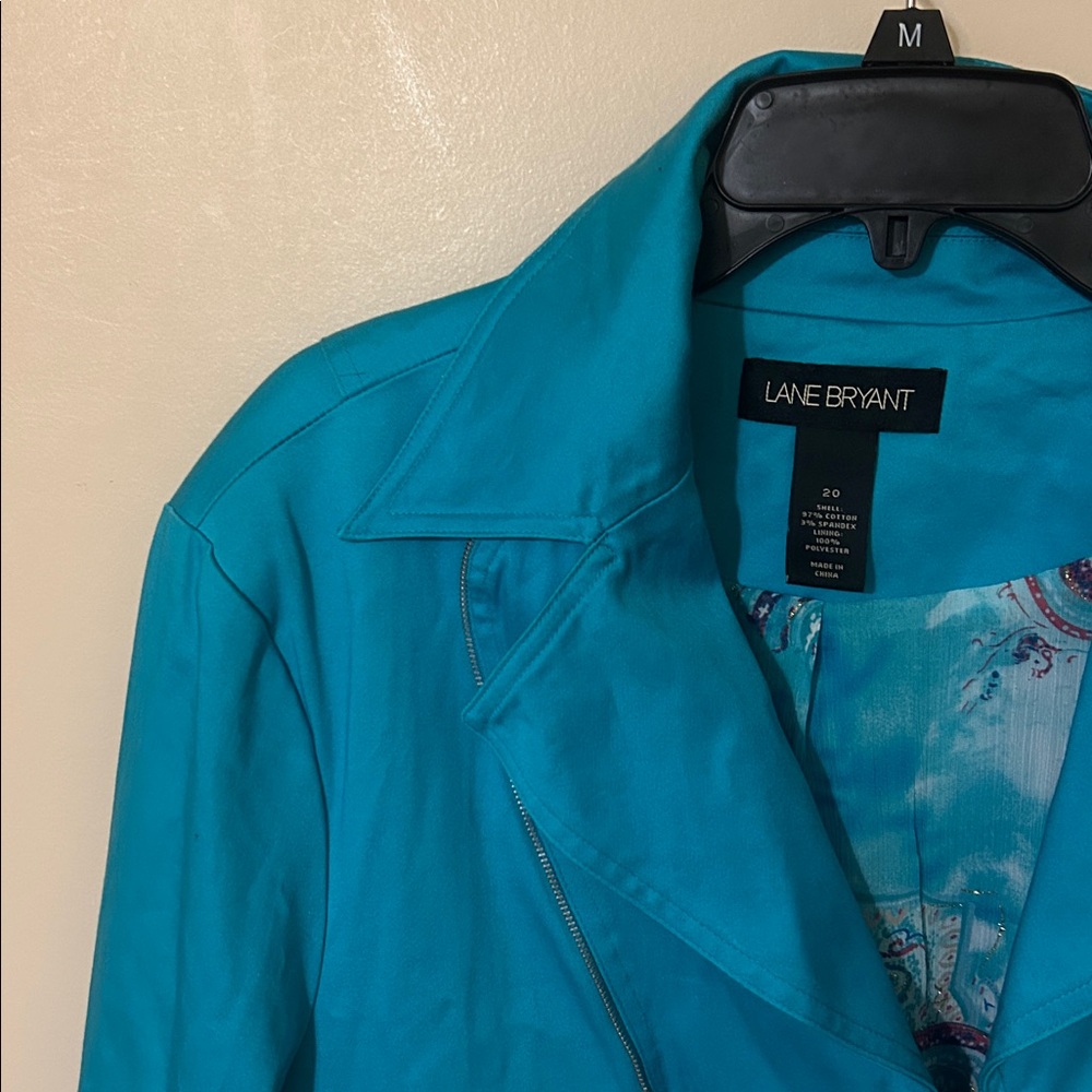 LANE BRYANT Turquoise Womens sz 20 Zippers Jacket - Picture 3 of 6